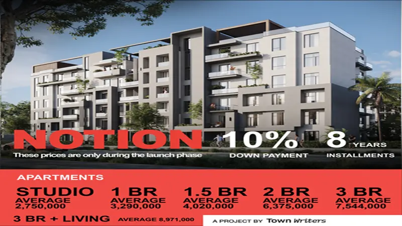 أسعار الشقق في مشروع Notion New Cairo
