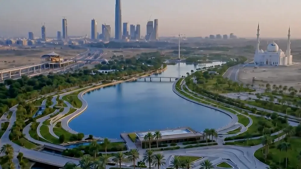 البحيرة المركزية المطلة لriver district new capital