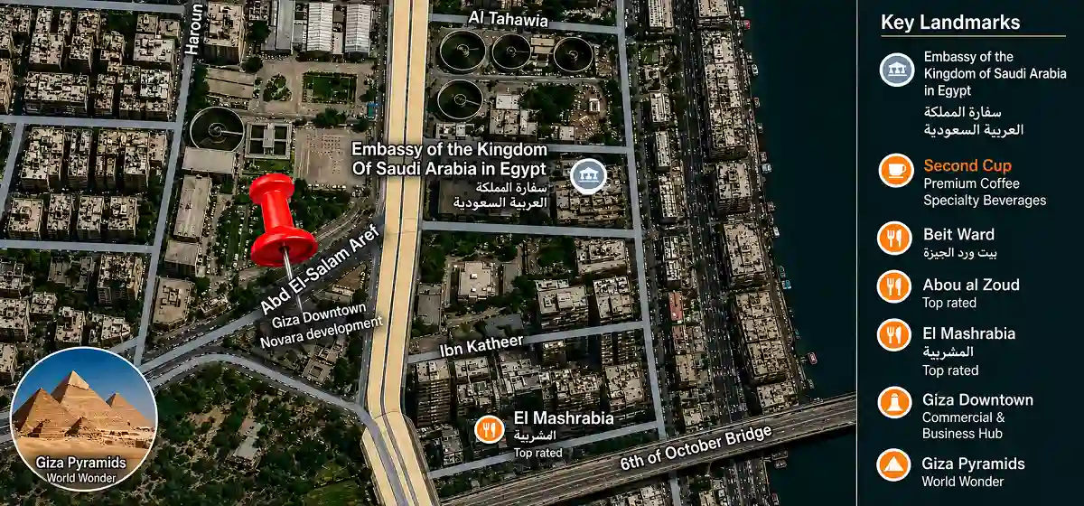 المعالم المجاورة لجيزة داون تاون تاورز